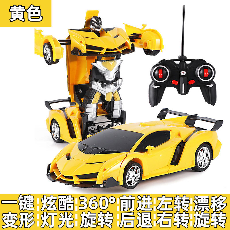 One-Click Deformation Remote Control Car RC Boy Children King Kong Robot Racing Car Model Police Car Toy Car Cross-Border