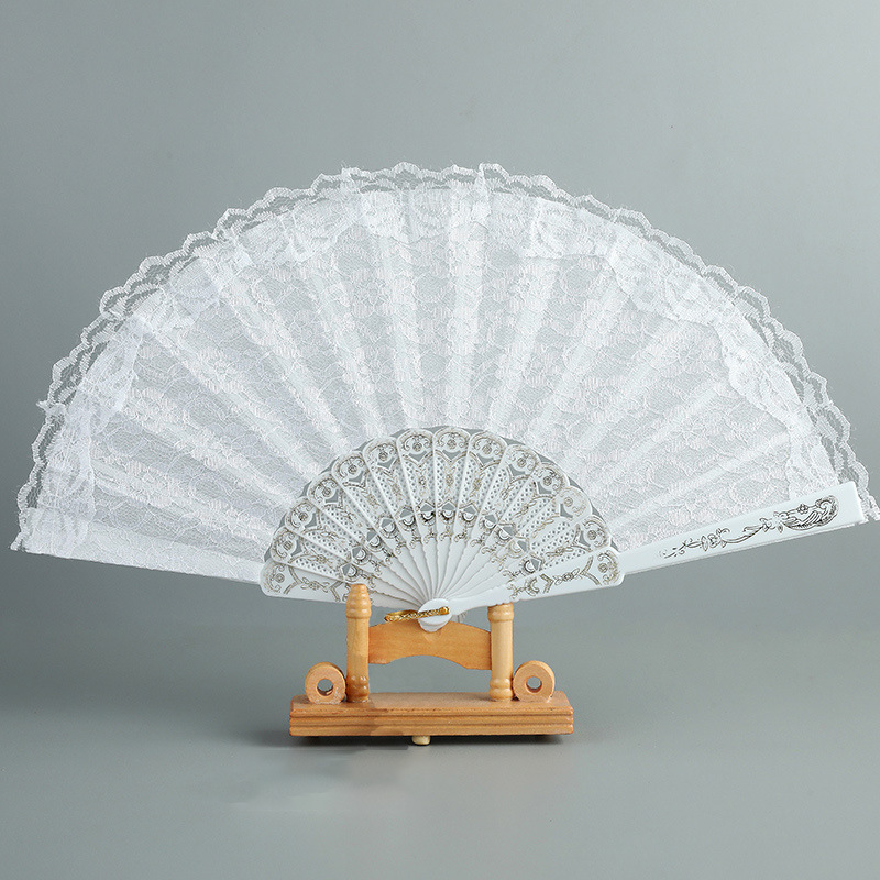 Factory Antique Double Layer Orchid Lace Fan Dance Plastic Folding Fan Folding Fan Wholesale Performance Props