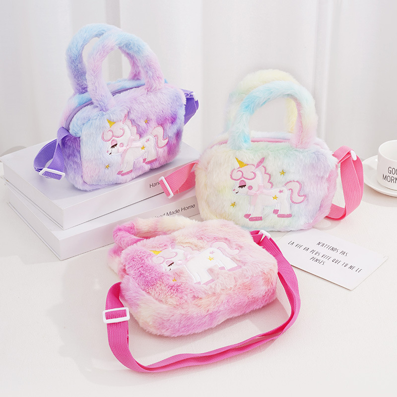 plush crossbody bag cross-border cartoon unicorn square shoulder bag crossbody bag cartoon tote