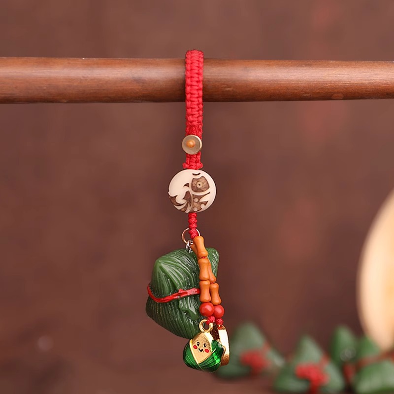 [Duanyang Blessing] Dragon Boat Festival Small Zongzi Keychain Pendant Middle School Entrance Examination Inspirational Red Rope Creative and Refined Gift