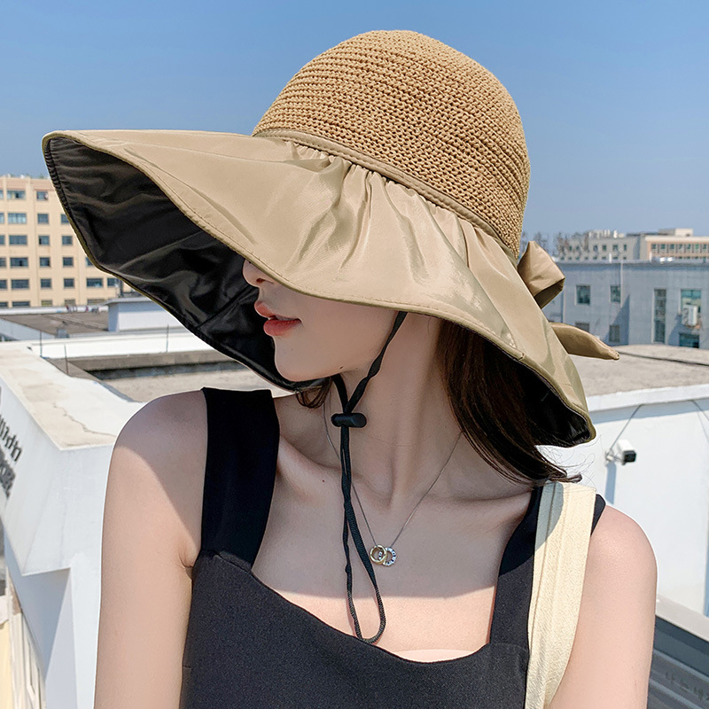 Summer Vinyl Sun Protection Hat Female Face Cover Sun Hat Big Brim Hat Hollow Fisherman Hat foldable Sun Hat Wholesale 