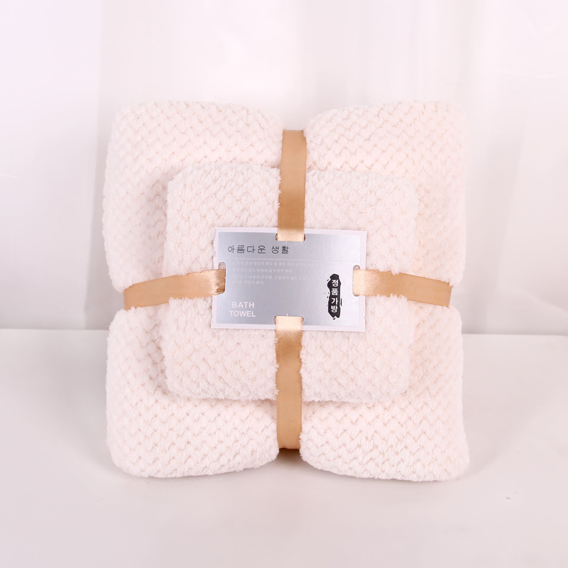 Coral Fleece Towels Set Thickened Absorbent Pineapple Plaid Mother Covers Gift Hotel Bath Towel Wholesale