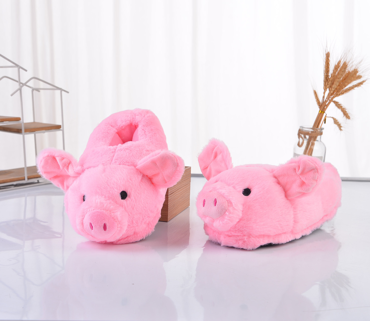 Lovely Pink Dudu Pink Pig Plush Slippers Home Indoor Pig Soft Girl Heart Pig Thermal Cotton Slippers