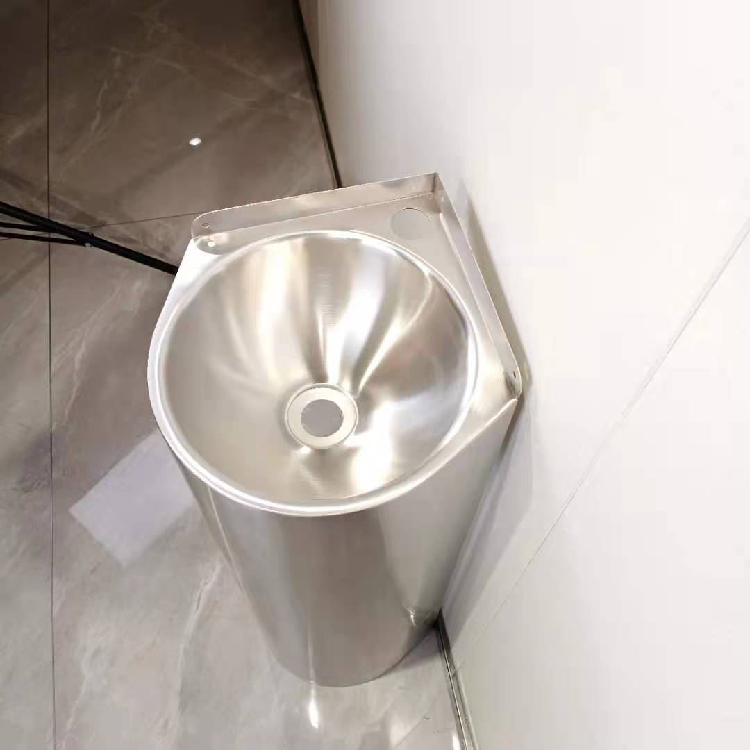 立柱盆 酒店一体不锈钢洗手台盆一体落地式洗脸盆户外洗手台面盆
