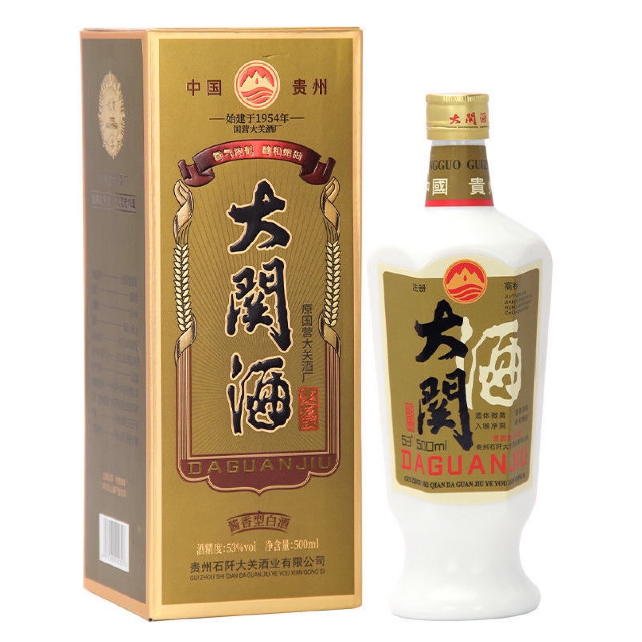 咨询好价 贵州酱香型白酒53度礼盒复刻版大关酒500ml乘6瓶整箱