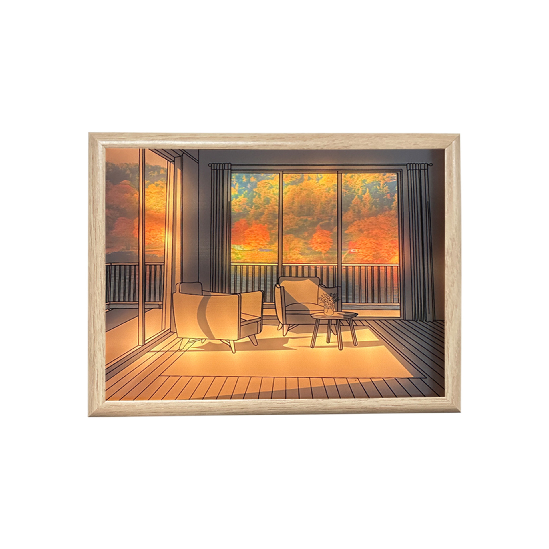 Best-Seller on Douyin Light and Shadow Light Painting Three-Color Dimming Luminous Mural Living Room Room Bedroom Sunshine Small Night Lamp Decoration