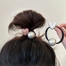 超大珍珠发圈头绳女生高级感韩系爱心橡皮筋耐用简约气质扎头发绳
