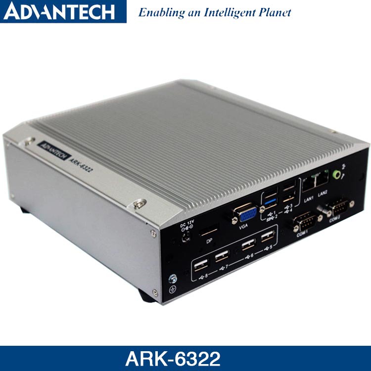 研华嵌入式迷你工控机ark-6322无风扇j1900微型电脑双显示双千兆
