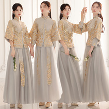 中式伴娘服2024年新款春季中国风婚礼姐妹裙伴娘团大码秀禾礼服女
