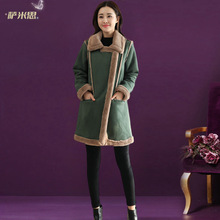 棉衣女中长款韩版2023新款冬季保暖外套鹿皮绒羊羔毛加厚棉袄棉服