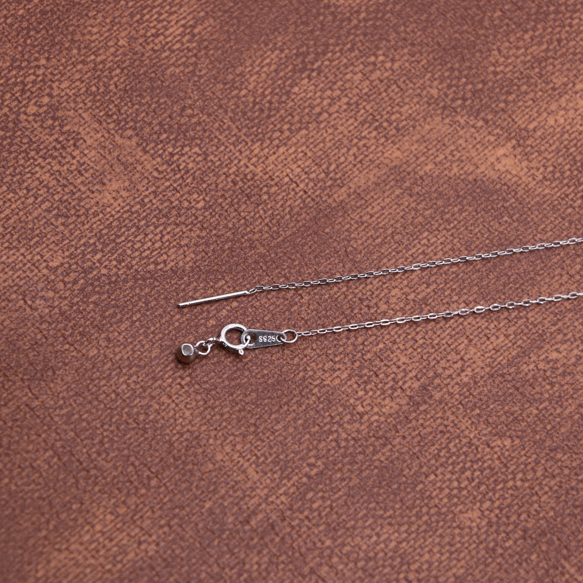 s925银针式通体银链子s925银带针肖邦链s925银带针盒子链可穿珠子