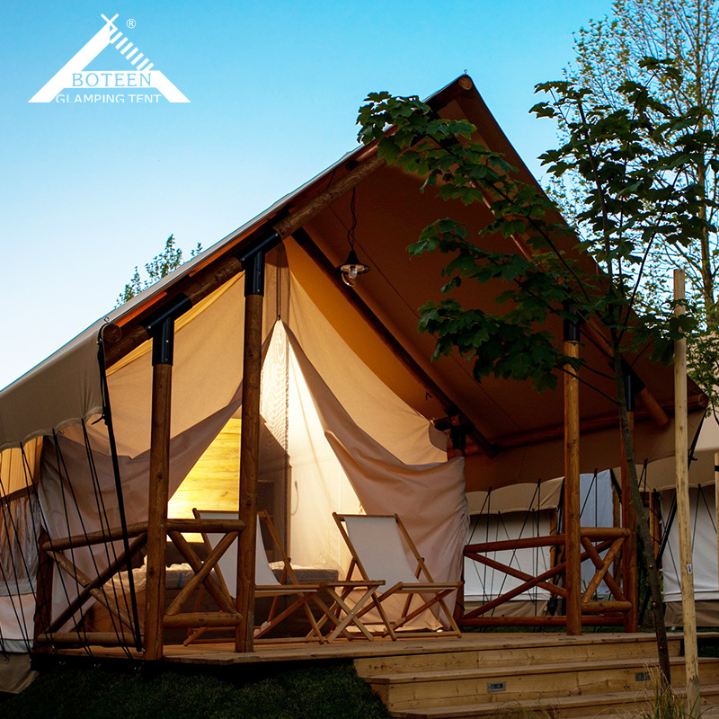 博庭户外酒店高端野奢帐篷木质豪华双层防暴雨民宿度假村撑杆帐篷