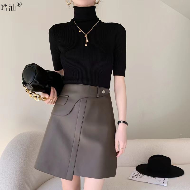 大码超火的拉链皮裙女秋冬新款高腰短裙字包臀半身裙-阿里巴巴