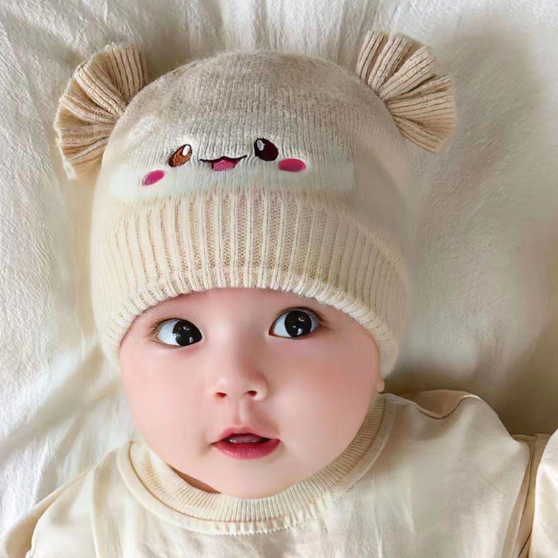 Bena Bear Children's Knitted Hat Cartoon Woolen Cap Babies' Cross-Border Children Hat Warm Garry Cloth Baby Cap