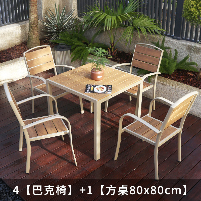 Outdoor Desk-Chair Courtyard Balcony Leisure Area Layout Outdoor Plastic Wood Antiseptic Wood Tea Table Villa Yard Outdoor Tables and Chairs