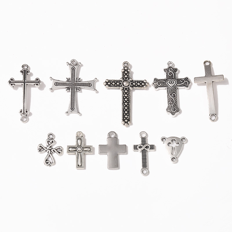 Cross-Border Hot Selling Spot DIY Alloy Accessories Necklace Bracelet Pendant Mini Cross Ornament Factory Direct Sales