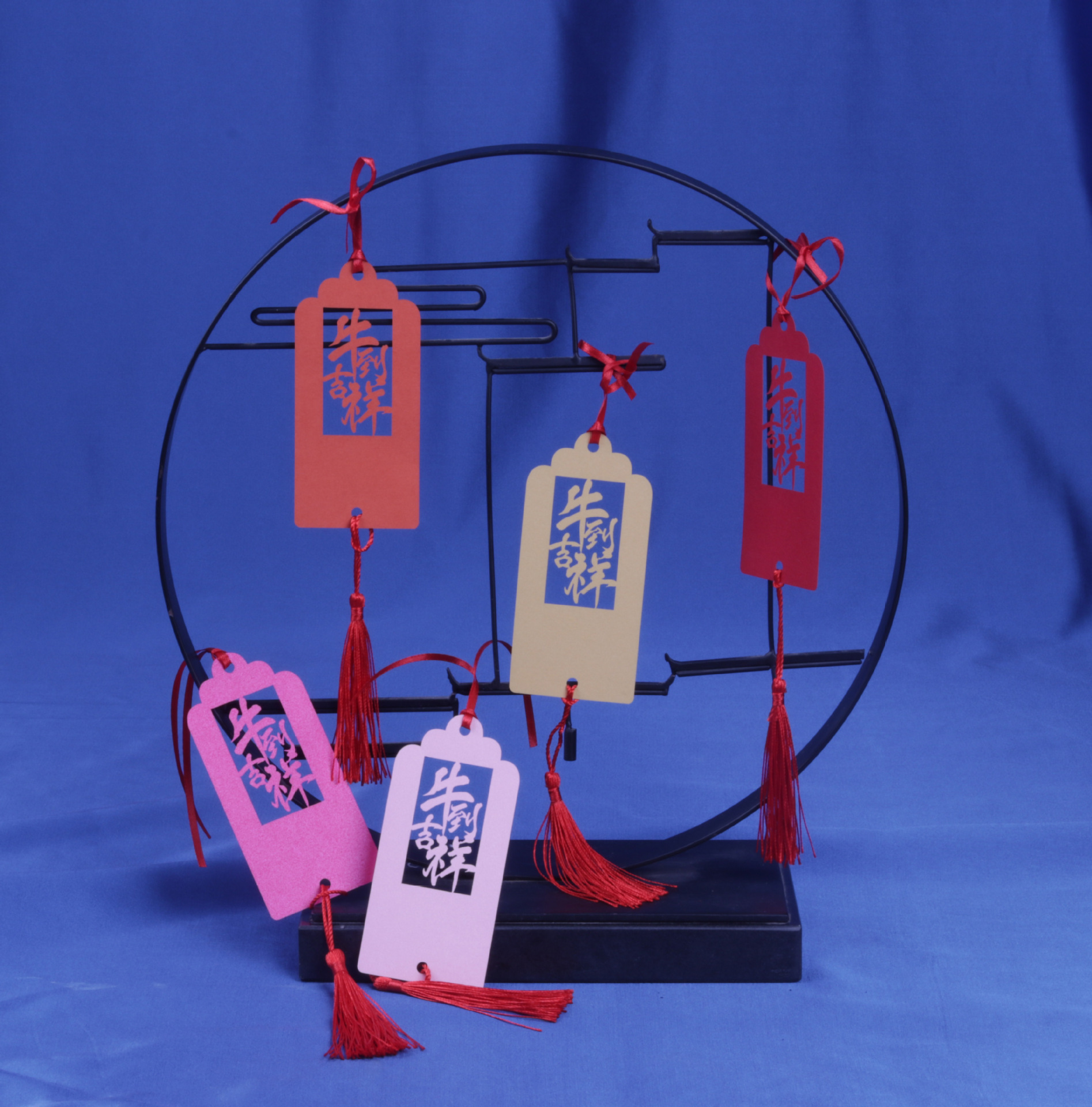 新年福卡 寺庙许愿卡 牛年定制卡片 流苏纸卡 祈福手写吊卡