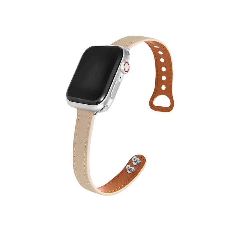 Suitable for Apple Watch345678 Generation Belt IWatch Leather Strap Double Nail Wrist Strap Apple Strap