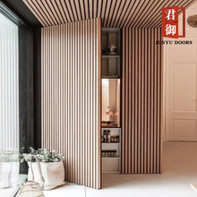 一门到顶超高生态隐形复合烤漆隐形藏木门格栅造型波浪板贸易出口