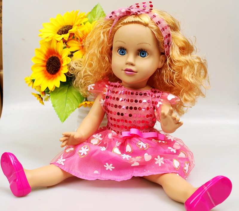 18寸美国女孩仿真娃娃玩具会眨眼洋娃娃儿童玩具带音乐可站立