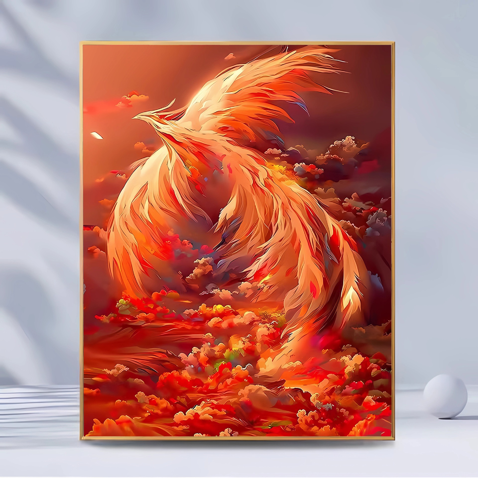 厂家批发代发diy数字油画填充凤凰于飞宫阙手工画风景客厅装饰画