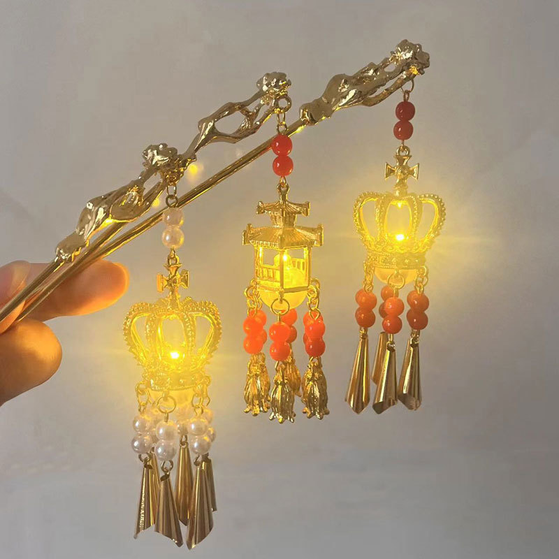 Ancient Style Han Chinese Clothing Hair Accessories Lantern Tassel Hairpin Retro Style Court Fairy Fresh Baked Hairpin Factory Wholesale