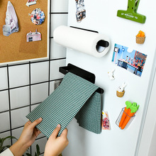 跨境厨房纸巾架 家用壁挂式保鲜膜架 铁艺冰箱侧收纳磁吸卷纸架