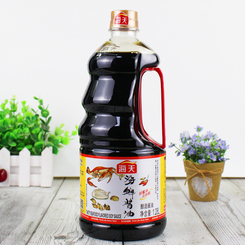 海天海鲜酱油1.28l*6瓶 家用大桶调味品酿造酱油提鲜火锅寿司蘸酱