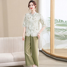 新中式新款妈妈夏装套装减龄50岁时尚国风中老年女洋气时髦两件套