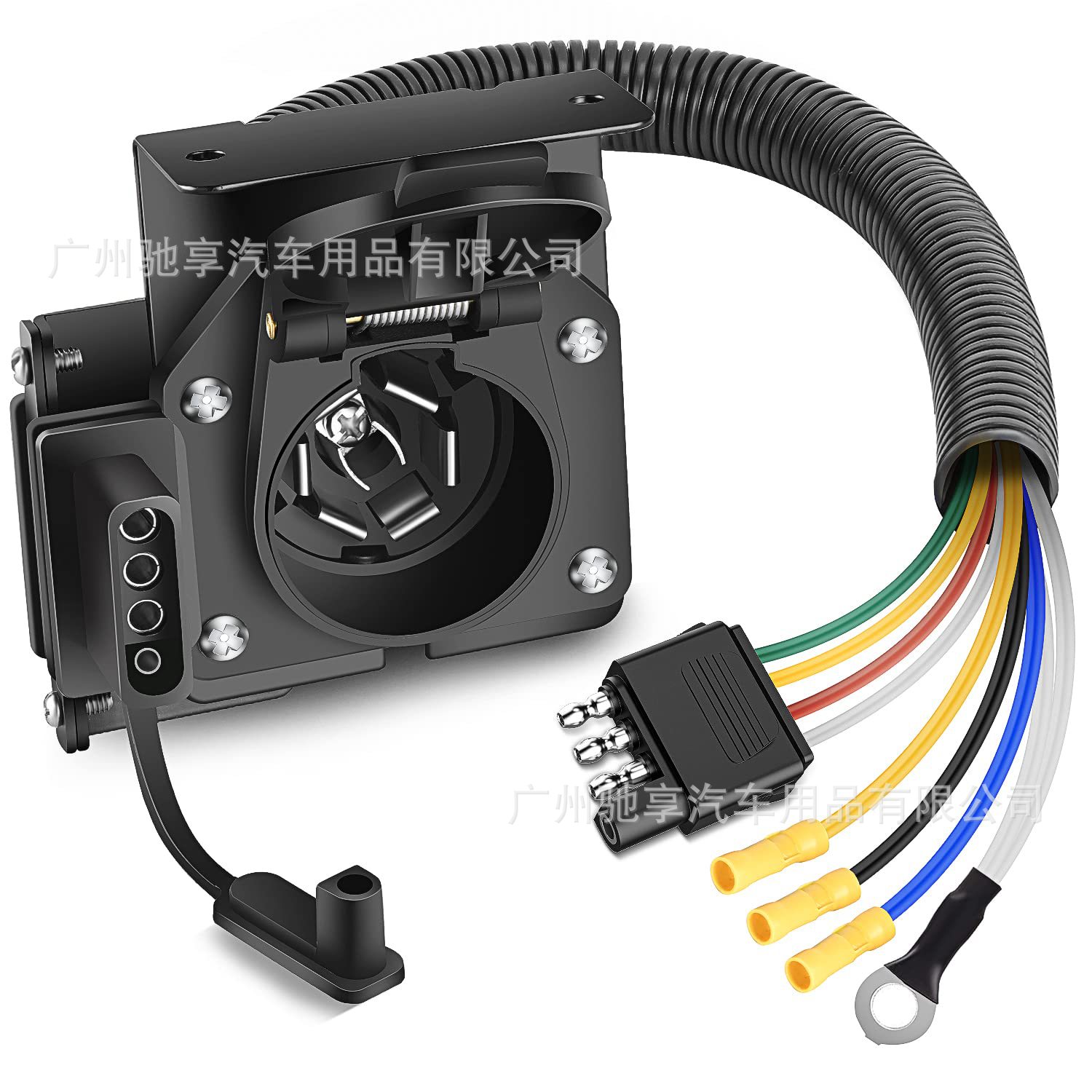 美式转换插座连接皮卡房车越野车4 7针插头拖车连接器电源线-阿里巴巴