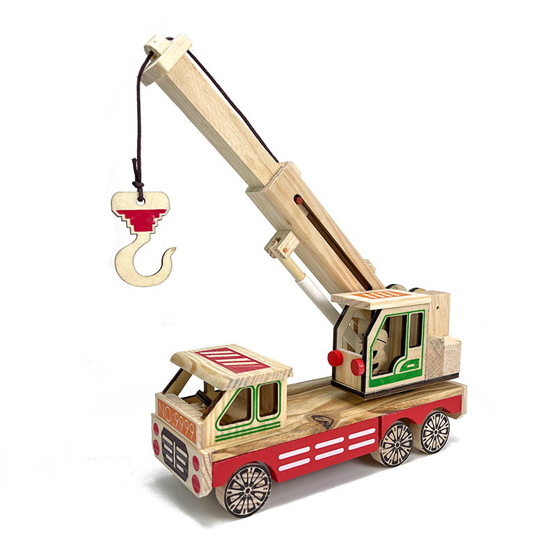 新款木质工程车升降机城市环卫车队创意儿童玩具礼品