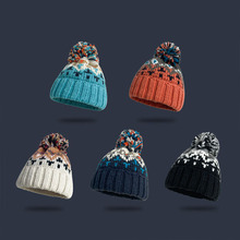 外贸新款毛球针织毛线帽子女冬天加厚保暖护耳冷帽学生网红包头帽