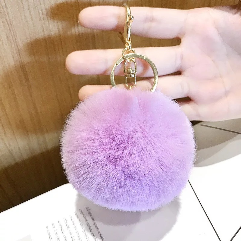 Creative Anti-Rabbit Fur Ball Keychain 8cm Women's Bag Pendant DIY Shoes and Hats Clothing Fuzzy Ball Pendant Ornament.