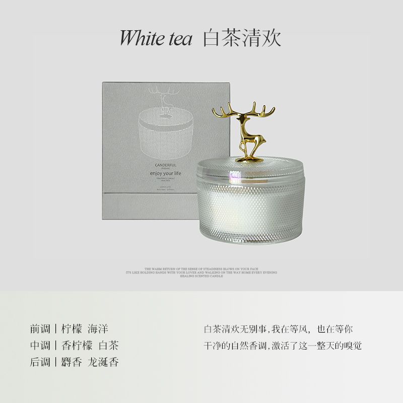 Aromatherapy Candle Plant Soy Wax Fangdi New Antlers Hammered Pattern Glass Smoke-Free Fragrance Candle Processing Customization