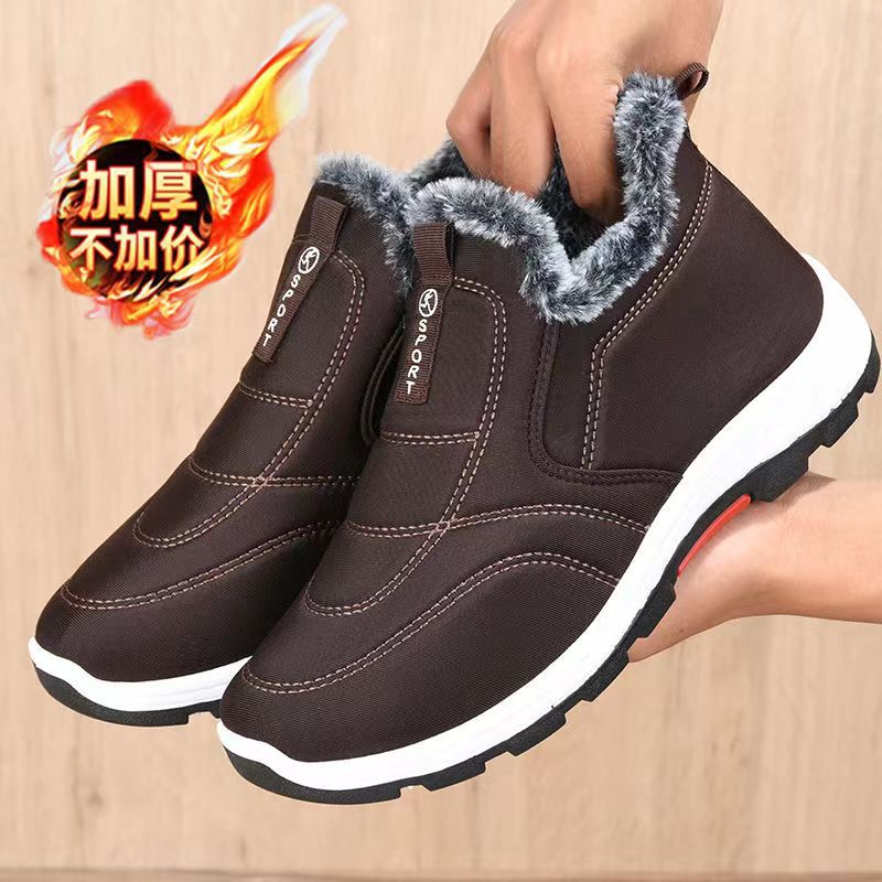 Winter Snow Cotton Boots Men's Thickened Velvet Warm Boots Men's Non-Slip Cotton Shoes Cotton Boots Old Beijing Dad Snow Boots