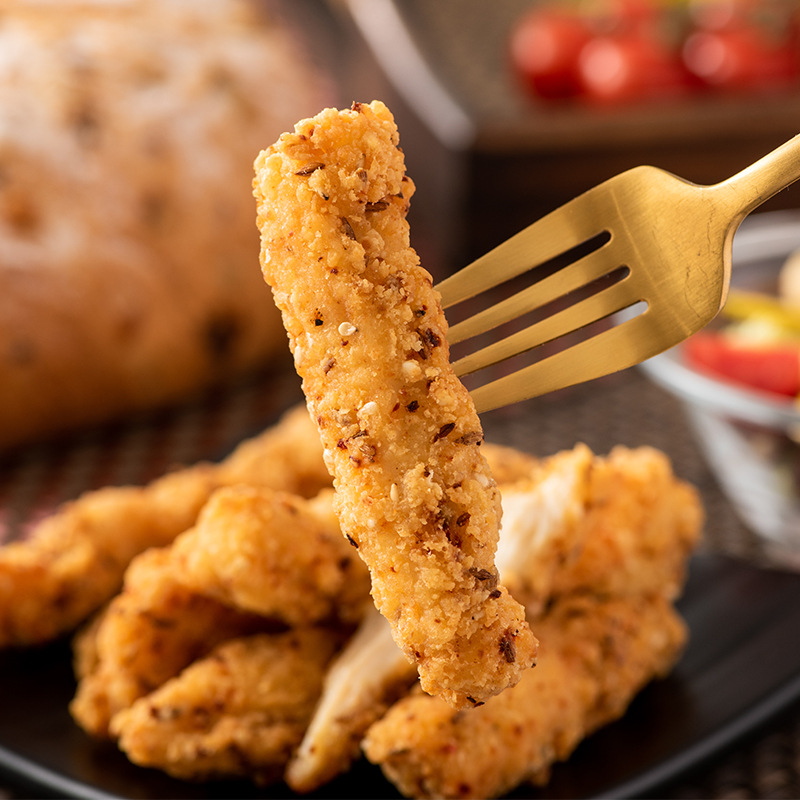 新疆鸡柳孜然味无骨鸡柳条鸡柳油炸食材25kg一袋