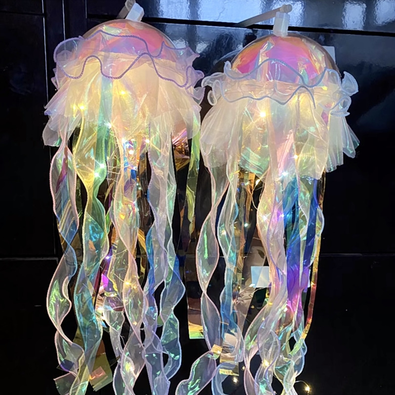 Stall Luminous Jellyfish Lamp Toy Floor Push Portable Lantern Finished Product Girl Room Ornaments Internet Celebrity Xiaohongshu Same Style