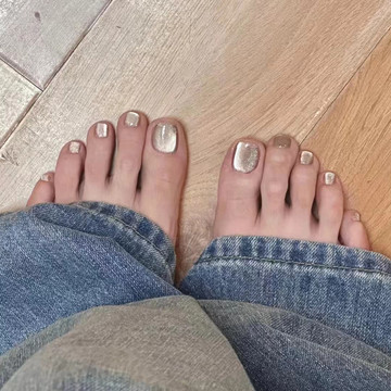 y65金属猫眼脚指甲高级气质温柔显白脚美甲夏季假指甲美甲脚趾甲