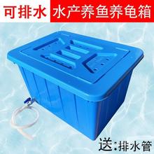 网红带排水塑料养鱼箱可放水加厚钓鱼箱能换水乌龟箱安装水龙