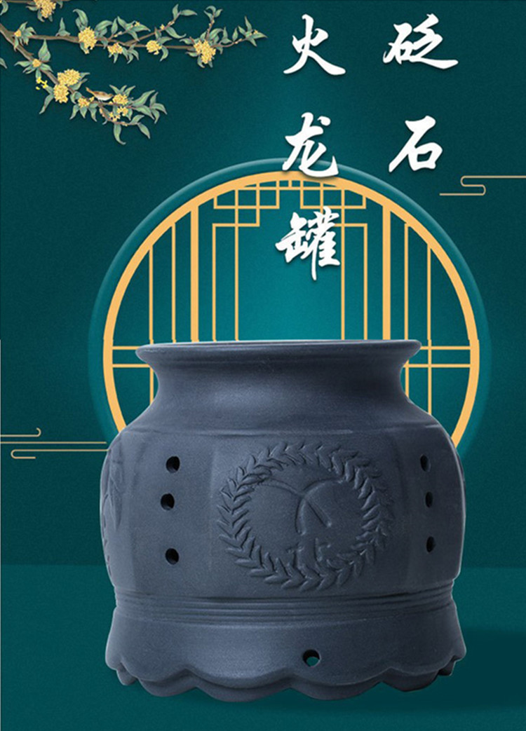 时时康 批发砭石陶瓷火龙罐手持艾灸杯双层三柱温灸器 刮痧艾灸罐