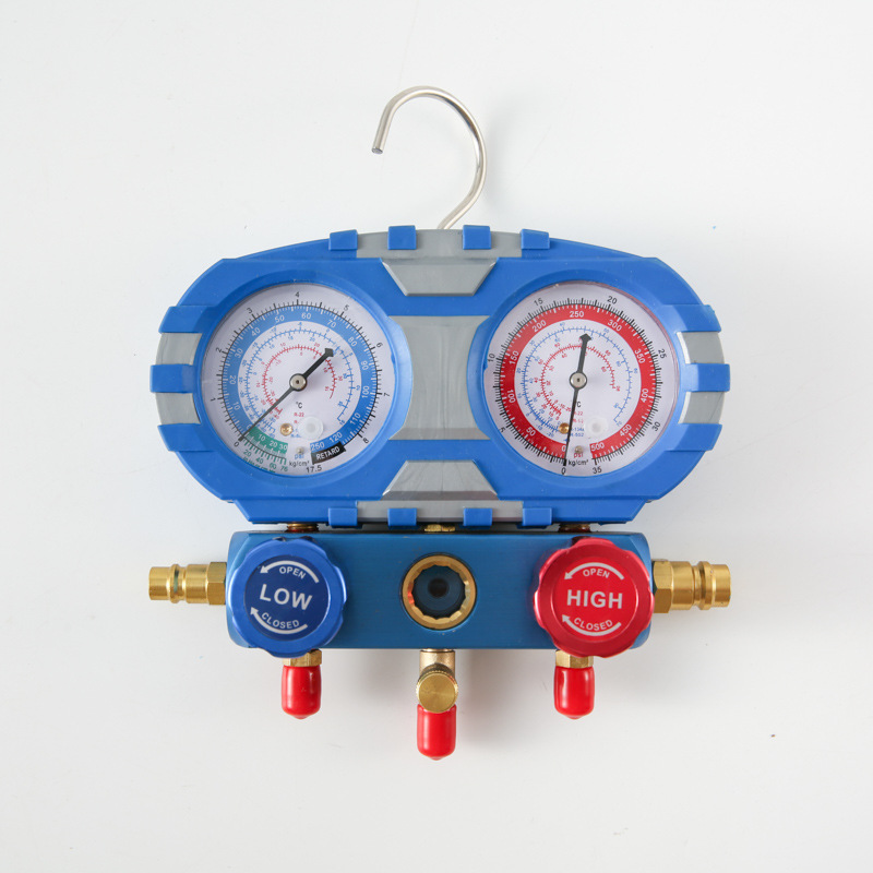 Anti-Collision Oil Gauge Air Conditioning Fluorination Set Refrigerant Pressure Gauge Unit Double-Meter Valve Snow Refrigeration Repair Tools