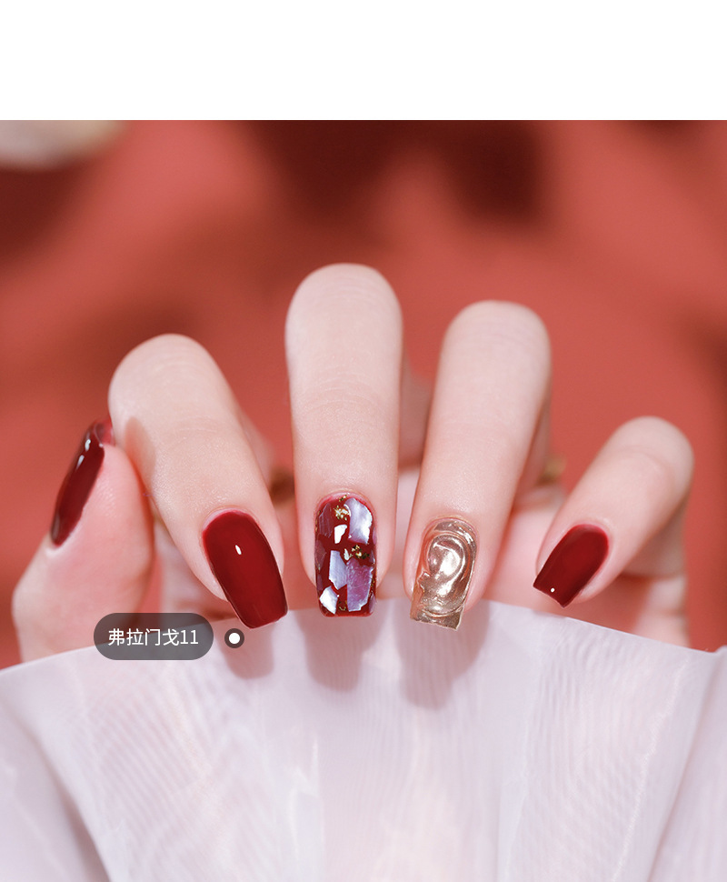 vendeeni2021甲油胶新款弗拉门戈酒红新年红流行色18色小套装美甲