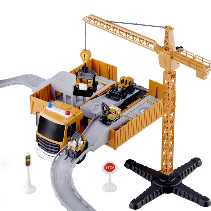Oversized Children's Engineering Container Truck Boy Toy Deformable Truck Storage Crane Scene Suit Wholesale