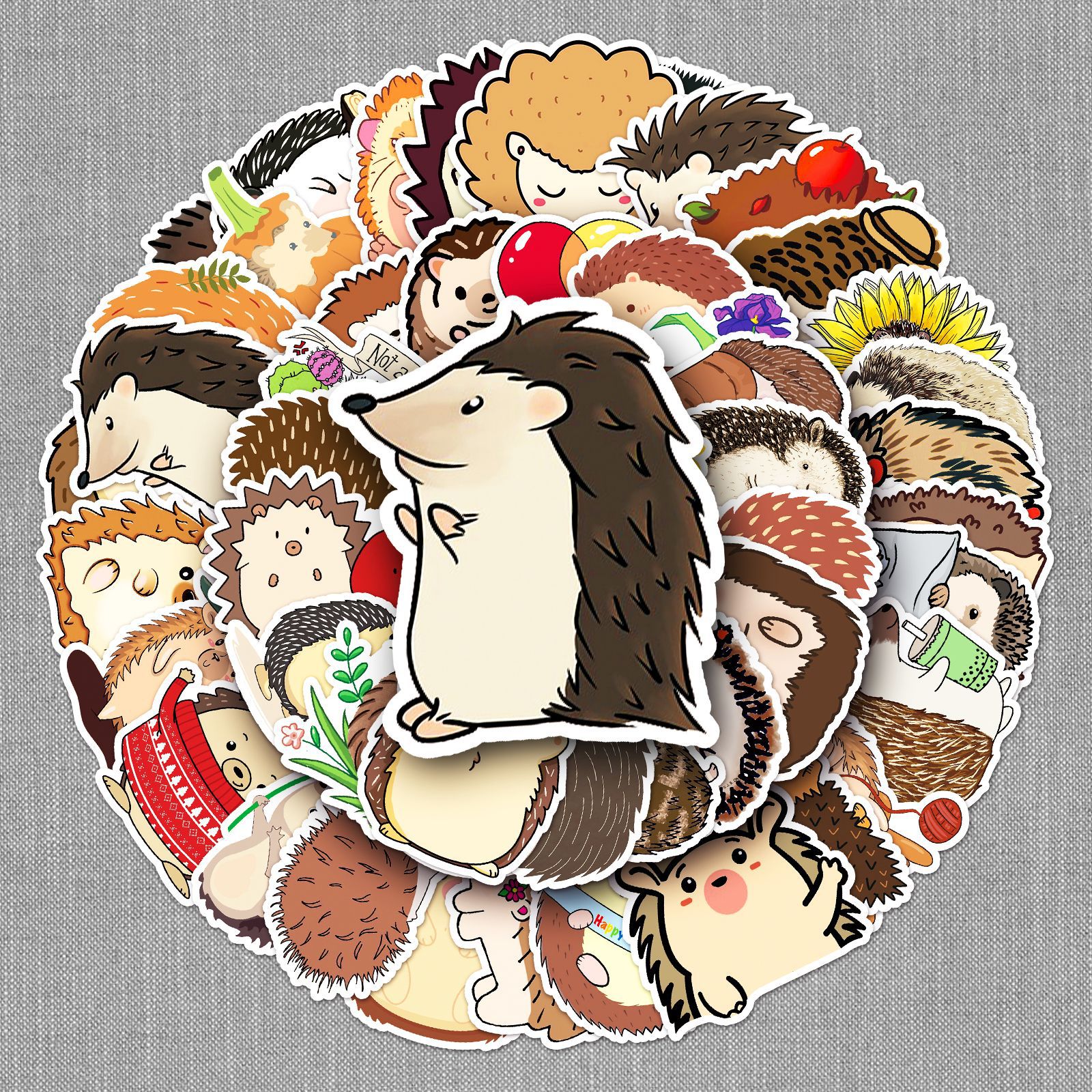 50张刺猬涂鸦贴纸跨境卡通动物儿童贴纸diy水杯行李箱贴纸防水