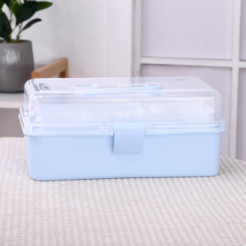 Three-Layer Solid Color Storage Box in Stock Wholesale Painting Tool Box Manicure Cosmetics Three-Layer Folding Container