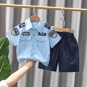 儿童警察服套装表演警官童装衣服夏演出服角色扮演交警制服万圣节
