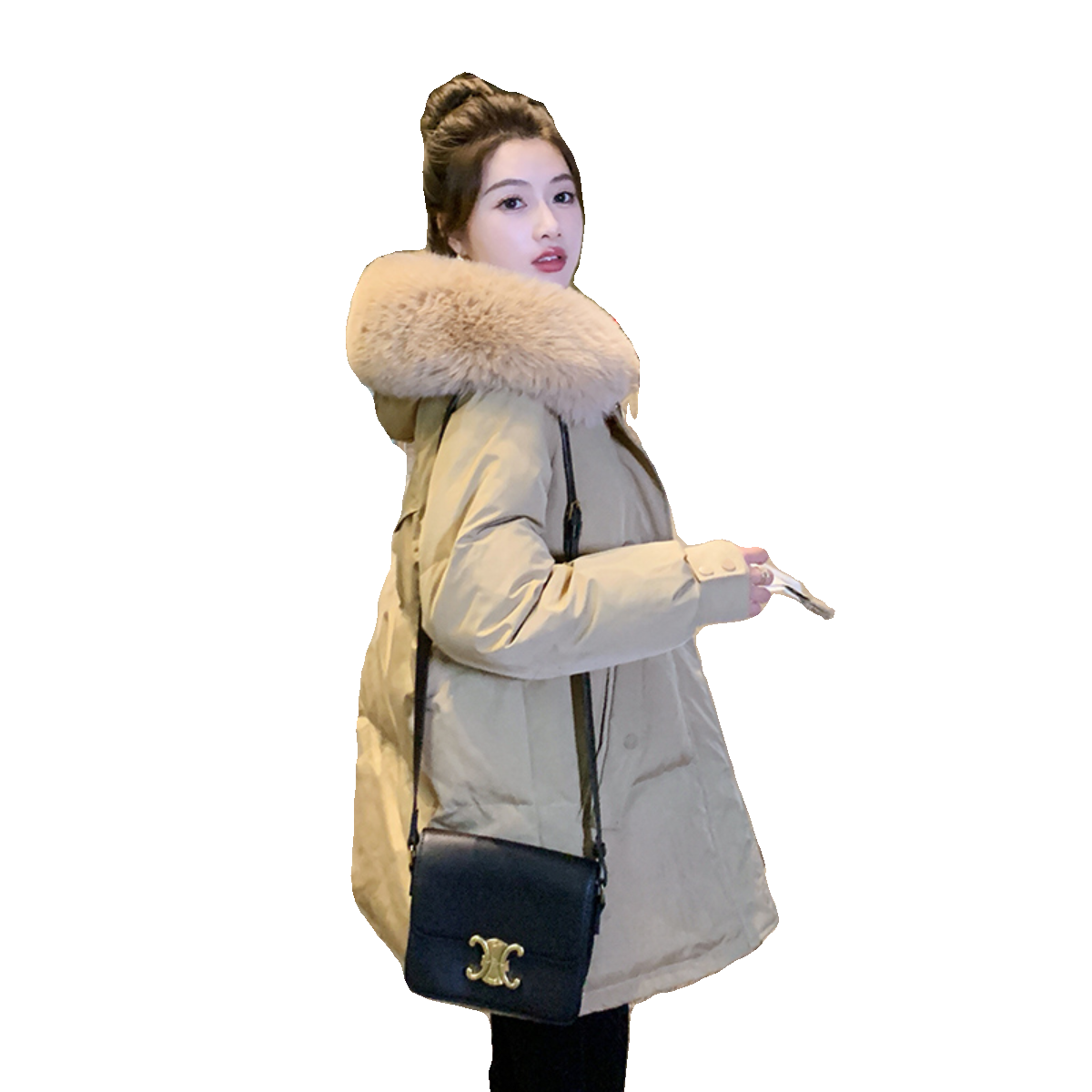 羽绒服女中长款2024新款反季大毛领白鸭绒小个子加厚宽松冬装