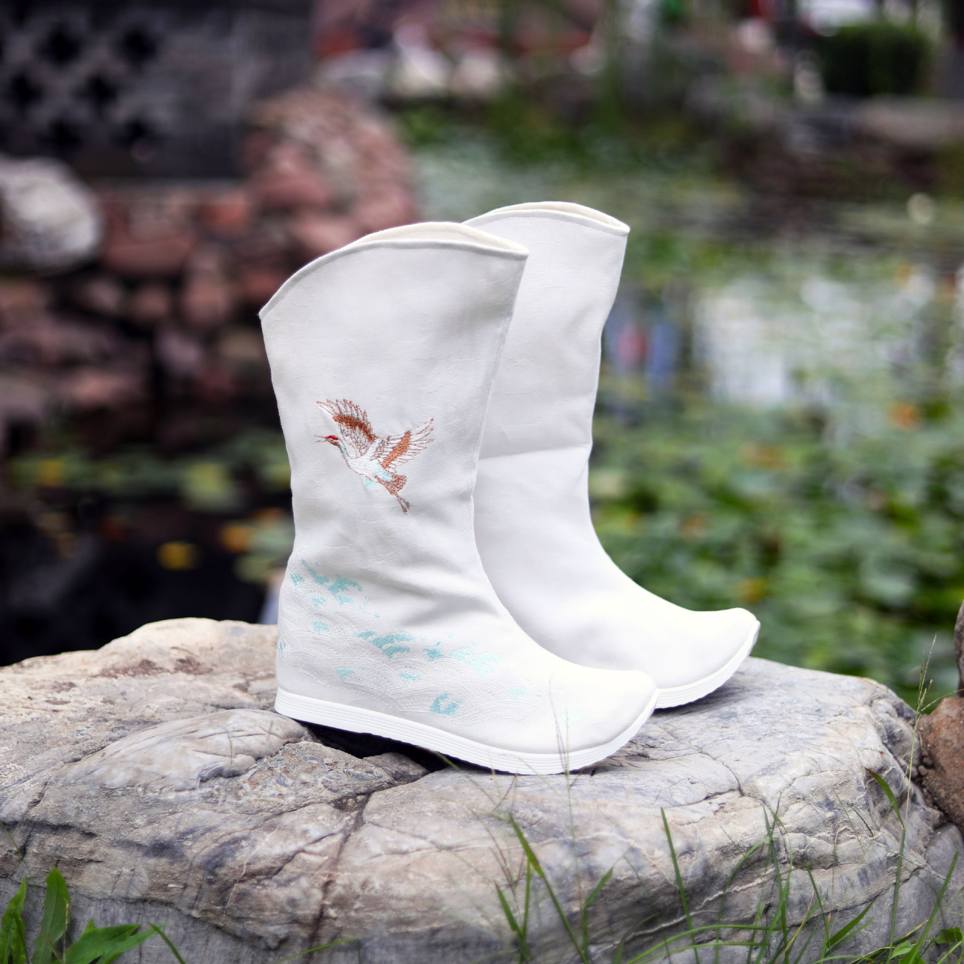 新款履泰欣汉服皂靴男秋季帆布透气汉靴子宋明制男汉鞋内增高朝靴