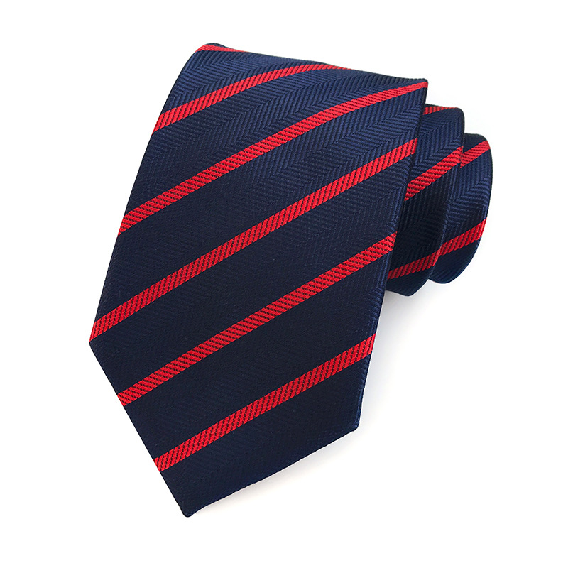 Factory Direct Supply in Stock 2023 New Polyester Jacquard 8cm Striped Tie Suit Tie