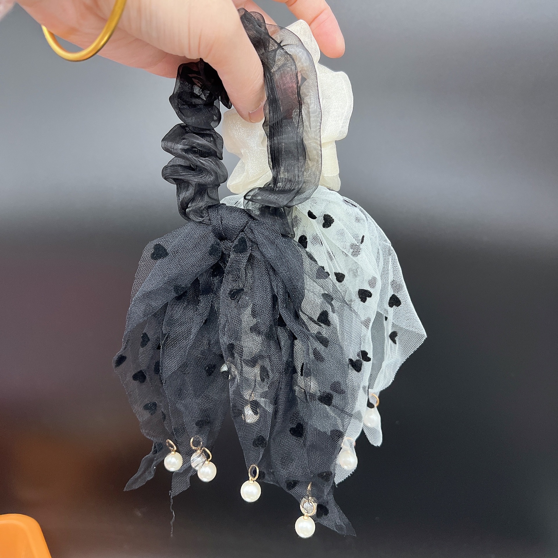 爱心珍珠大肠发圈高级感发饰女流苏发绳蕾丝头绳高弹力扎发配饰